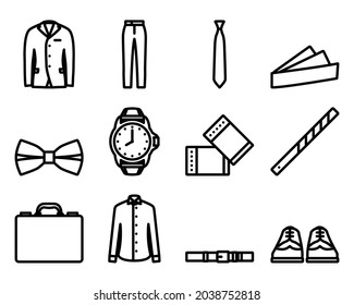 Clothes Icon Set. Bold outline design with editable stroke width. Vector Illustration.