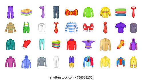 Clothes icon set. Cartoon set of clothes vector icons for your web design isolated on white background