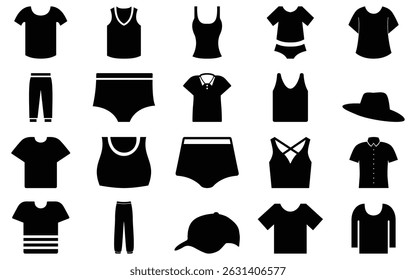 Clothes Icon Set – Editable Clothing and Apparel Symbols in Vector illustration.