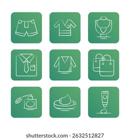 Clothes icon set. Editable stroke. Vector icon illustration.