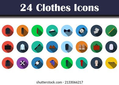 Juego de iconos de ropa. Diseño Plano Con Sombra Larga. Ilustración vectorial.