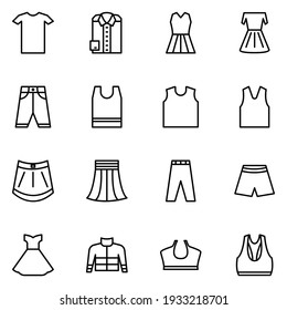 clothes icon set line style vector