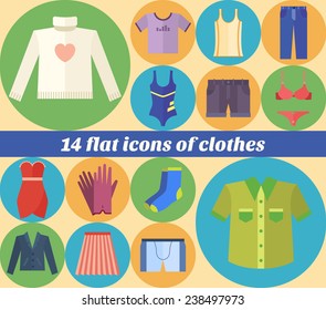 Clothes icon set, made in flat design