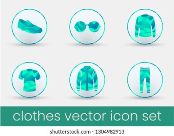 Clothes icon set malachite, great design for any purposes. Fashion icons set. Vector illustration for Instagram market or other internet site. Shopping icons. Business icons set.