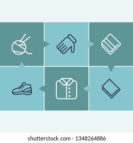 Clothes icon set and sneaker with linen, knit and gloves. Washcloth related clothes icon vector for web UI logo design.