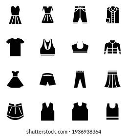 clothes icon set solid style vector