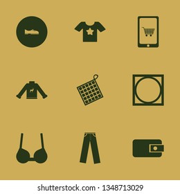 clothes icon set with tumble dry, men shoes and brassiere vector illustration