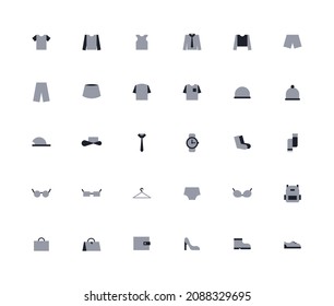 Clothes icon set. Two-color set size 24x24.