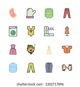 clothes icon set. vector set about boy, jacket, blouse and baby clothes icons set.