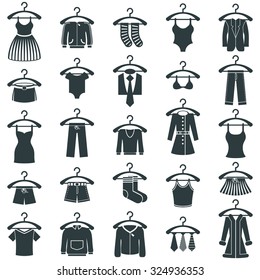 Clothes icon set, vector collection of fashion signs.