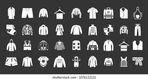 Clothes icon set vector white isolated on grey background 