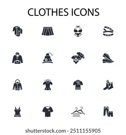 Clothes icon set.vector.Editable stroke.linear style sign for use web design,logo.Symbol illustration.