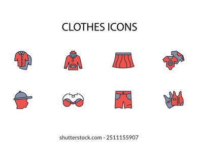 Clothes icon set.vector.Editable stroke.linear style sign for use web design,logo.Symbol illustration.