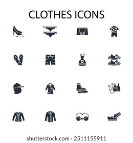 Clothes icon set.vector.Editable stroke.linear style sign for use web design,logo.Symbol illustration.