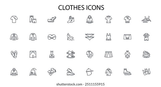 Clothes icon set.vector.Editable stroke.linear style sign for use web design,logo.Symbol illustration.