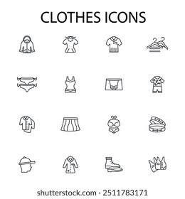 Clothes icon set.vector.Editable stroke.linear style sign for use web design,logo.Symbol illustration.