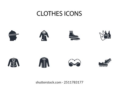Clothes icon set.vector.Editable stroke.linear style sign for use web design,logo.Symbol illustration.