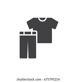 Clothes icon vector, filled flat sign, solid pictogram isolated on white. Shirt and pants symbol, logo illustration. Pixel perfect graphics