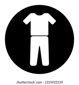 Clothes icon vector on black circle. White background