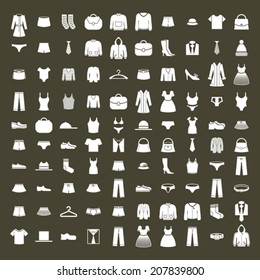 Clothes icon vector set, vector collection of fashion signs and symbols.