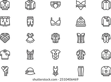 Clothes icons collection is a vector illustration with editable stroke.