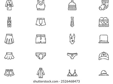 Clothes icons collection is a vector illustration with editable stroke.