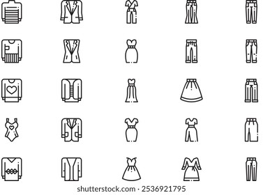 La colección de iconos de ropa es una Ilustración vectorial con trazo editable.