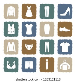 Clothes Icons. Grunge Color Flat Design. Vector Illustration. 