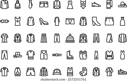 Clothes icons High-Quality Vector Icons Collection with Editable Stroke. Ideal for Professional and Creative Projects.