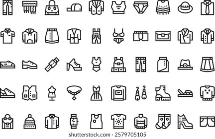 Clothes icons High-Quality Vector Icons Collection with Editable Stroke. Ideal for Professional and Creative Projects