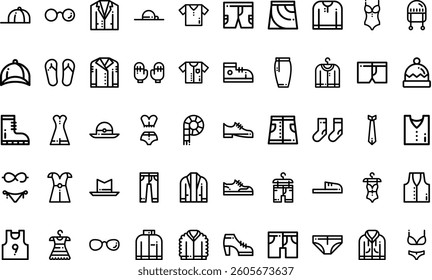 Clothes icons High-Quality Vector Icons Collection with Editable Stroke. Ideal for Professional and Creative Projects