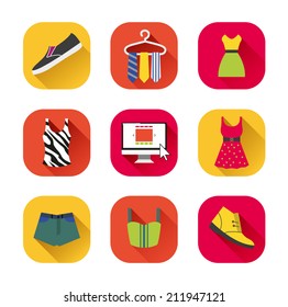 clothes icons. on-line shop with fashion. summer fashion.