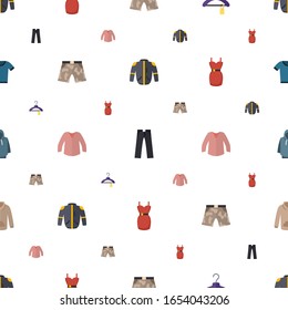 clothes icons pattern seamless. Included editable flat jacket, trousers, Clothes, shorts, blouse, dress, hoodie, sweatshirt, t-shirt icons. clothes icons for web and mobile.