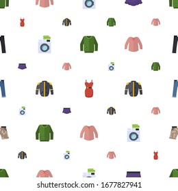 clothes icons pattern seamless. Included editable flat jumper, dress, skirt, Laundry service, jacket, blouse, jeans, shorts, trousers icons. clothes icons for web and mobile.