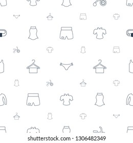 clothes icons pattern seamless white background. Included editable line sport shorts, panties, child bicycle, skirt, hanger, blouse, singlet icons. clothes icons for web and mobile.