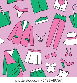 Clothes icons seamless vector pattern vector illustration