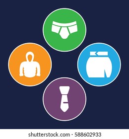 clothes icons set. Set of 4 clothes filled icons such as man underwear, skirt, hoodie