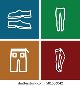 Clothes icons set. Set of 4 Clothes outline icons such as tights, slippers, underpants