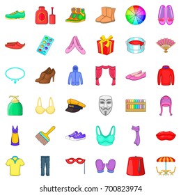 Clothes icons set. Cartoon style of 36 clothes vector icons for web isolated on white background