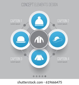 Clothes Icons Set. Collection Of Beanie, Stylish Apparel, Cardigan And Other Elements. Also Includes Symbols Such As Apparel, Panama, Sweatshirt.