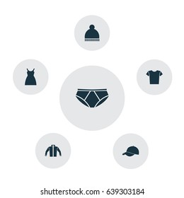 Clothes Icons Set. Collection Of Beanie, Casual, Briefs And Other Elements. Also Includes Symbols Such As Clothes, Jacket, Cap.