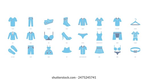 Clothes icons set. Set of editable stroke icons.Set of Clothes