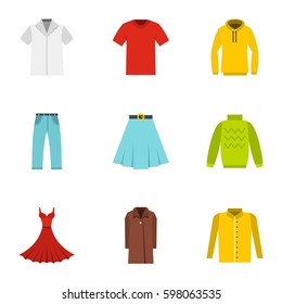 Clothes icons set. Flat illustration of 9 clothes vector icons for web