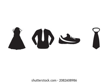 Los iconos de la ropa se establecen aislados en el fondo blanco. Iconos de ropa. Vector