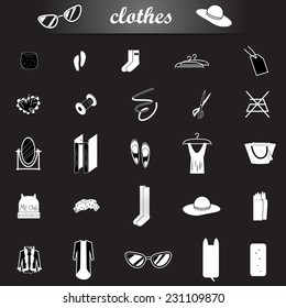 Clothes Icons Set - Isolated On Black Background - Vector Illustration, Graphic Design Editable For Your Design
