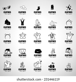 Clothes Icons Set - Isolated On Gray Background - Vector Illustration, Graphic Design Editable For Your Design 