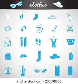Clothes Icons Set - Isolated On Gray Background - Vector Illustration, Graphic Design Editable For Your Design