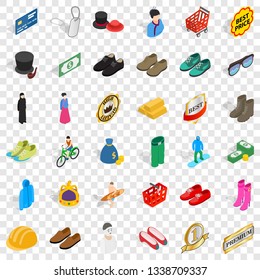 Clothes icons set. Isometric style of 36 clothes vector icons for web for any design