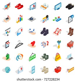 Clothes icons set. Isometric style of 36 clothes vector icons for web isolated on white background