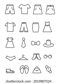 clothes icons set. lining clothing icons